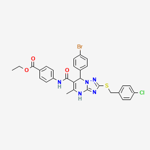 molecular formula C29H25BrClN5O3S B11444312 Ethyl 4-[({7-(4-bromophenyl)-2-[(4-chlorobenzyl)sulfanyl]-5-methyl-4,7-dihydro[1,2,4]triazolo[1,5-a]pyrimidin-6-yl}carbonyl)amino]benzoate 