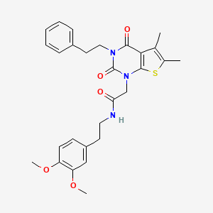 molecular formula C28H31N3O5S B11444394 N-[2-(3,4-dimethoxyphenyl)ethyl]-2-[5,6-dimethyl-2,4-dioxo-3-(2-phenylethyl)-1H,2H,3H,4H-thieno[2,3-d]pyrimidin-1-yl]acetamide 