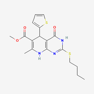 molecular formula C18H21N3O3S2 B11444413 Methyl 2-(butylsulfanyl)-7-methyl-4-oxo-5-(thiophen-2-yl)-3,4,5,8-tetrahydropyrido[2,3-d]pyrimidine-6-carboxylate 