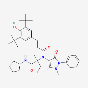 molecular formula C38H54N4O4 B11444576 N-cyclopentyl-N~2~-[3-(3,5-di-tert-butyl-4-hydroxyphenyl)propanoyl]-N~2~-(1,5-dimethyl-3-oxo-2-phenyl-2,3-dihydro-1H-pyrazol-4-yl)isovalinamide 