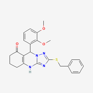 molecular formula C24H24N4O3S B11444610 2-(benzylsulfanyl)-9-(2,3-dimethoxyphenyl)-5,6,7,9-tetrahydro[1,2,4]triazolo[5,1-b]quinazolin-8(4H)-one 