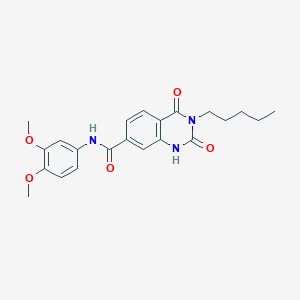 molecular formula C22H25N3O5 B11444678 N-(3,4-dimethoxyphenyl)-2,4-dioxo-3-pentyl-1,2,3,4-tetrahydroquinazoline-7-carboxamide 