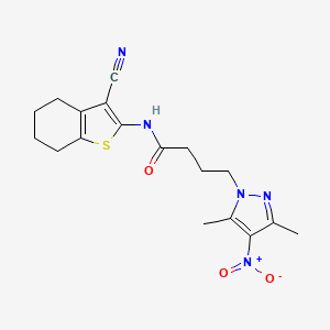 molecular formula C18H21N5O3S B11444853 N-(3-cyano-4,5,6,7-tetrahydro-1-benzothiophen-2-yl)-4-(3,5-dimethyl-4-nitro-1H-pyrazol-1-yl)butanamide 