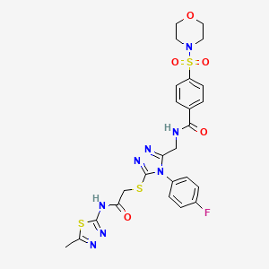 molecular formula C25H25FN8O5S3 B11445117 N-{[4-(4-Fluorophenyl)-5-({[(5-methyl-1,3,4-thiadiazol-2-YL)carbamoyl]methyl}sulfanyl)-4H-1,2,4-triazol-3-YL]methyl}-4-(morpholine-4-sulfonyl)benzamide 