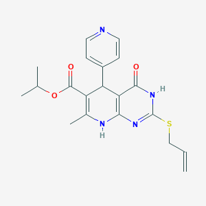 molecular formula C20H22N4O3S B11445414 Propan-2-yl 7-methyl-4-oxo-2-(prop-2-en-1-ylsulfanyl)-5-(pyridin-4-yl)-3,4,5,8-tetrahydropyrido[2,3-d]pyrimidine-6-carboxylate 