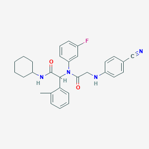 2-(N-[2-(4-cyanoanilino)acetyl]-3-fluoroanilino)-N-cyclohexyl-2-(2-methylphenyl)acetamide