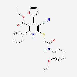 molecular formula C29H27N3O5S B11445469 Ethyl 5-cyano-6-({2-[(2-ethoxyphenyl)amino]-2-oxoethyl}sulfanyl)-4-(furan-2-yl)-2-phenyl-1,4-dihydropyridine-3-carboxylate 