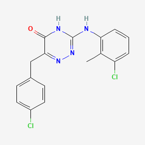 molecular formula C17H14Cl2N4O B11445497 6-(4-chlorobenzyl)-3-[(3-chloro-2-methylphenyl)amino]-1,2,4-triazin-5(4H)-one 