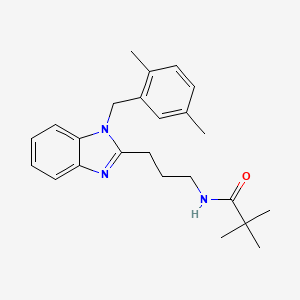 molecular formula C24H31N3O B11445553 N-{3-[1-(2,5-dimethylbenzyl)-1H-benzimidazol-2-yl]propyl}-2,2-dimethylpropanamide 