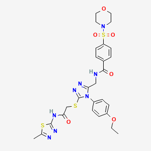 molecular formula C27H30N8O6S3 B11445567 N-{[4-(4-Ethoxyphenyl)-5-({[(5-methyl-1,3,4-thiadiazol-2-YL)carbamoyl]methyl}sulfanyl)-4H-1,2,4-triazol-3-YL]methyl}-4-(morpholine-4-sulfonyl)benzamide 