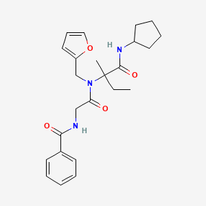 molecular formula C24H31N3O4 B11445594 N-(phenylcarbonyl)glycyl-N-cyclopentyl-N~2~-(furan-2-ylmethyl)isovalinamide 