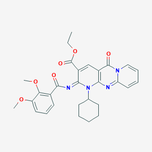 molecular formula C29H30N4O6 B11445675 ethyl 7-cyclohexyl-6-(2,3-dimethoxybenzoyl)imino-2-oxo-1,7,9-triazatricyclo[8.4.0.03,8]tetradeca-3(8),4,9,11,13-pentaene-5-carboxylate 