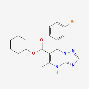 molecular formula C19H21BrN4O2 B11445682 Cyclohexyl 7-(3-bromophenyl)-5-methyl-4,7-dihydro[1,2,4]triazolo[1,5-a]pyrimidine-6-carboxylate 