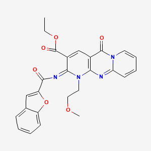 molecular formula C26H22N4O6 B11445775 ethyl 6-(1-benzofuran-2-carbonylimino)-7-(2-methoxyethyl)-2-oxo-1,7,9-triazatricyclo[8.4.0.03,8]tetradeca-3(8),4,9,11,13-pentaene-5-carboxylate 