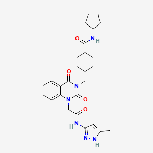 molecular formula C27H34N6O4 B11445850 N-Cyclopentyl-4-[(1-{[(5-methyl-1H-pyrazol-3-YL)carbamoyl]methyl}-2,4-dioxo-1,2,3,4-tetrahydroquinazolin-3-YL)methyl]cyclohexane-1-carboxamide 