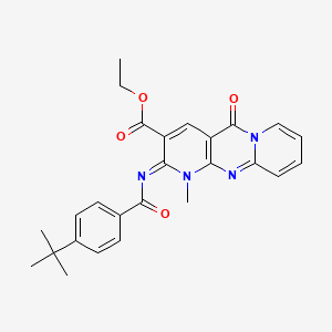 molecular formula C26H26N4O4 B11445858 ethyl 6-(4-tert-butylbenzoyl)imino-7-methyl-2-oxo-1,7,9-triazatricyclo[8.4.0.03,8]tetradeca-3(8),4,9,11,13-pentaene-5-carboxylate 