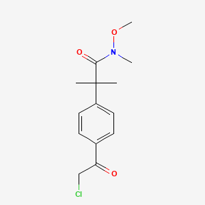 molecular formula C₁₄H₁₈ClNO₃ B1144589 2-(4-(2-Chloroacetyl)phenyl)-N-methoxy-N,2-dimethylpropanamide CAS No. 1638785-15-5
