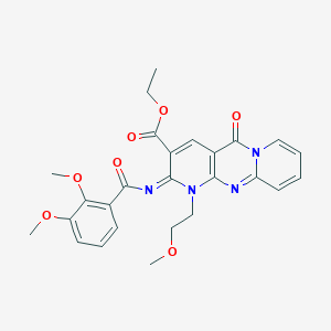 molecular formula C26H26N4O7 B11445895 ethyl 6-(2,3-dimethoxybenzoyl)imino-7-(2-methoxyethyl)-2-oxo-1,7,9-triazatricyclo[8.4.0.03,8]tetradeca-3(8),4,9,11,13-pentaene-5-carboxylate 