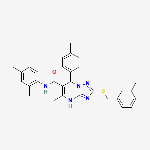 molecular formula C30H31N5OS B11445911 N-(2,4-dimethylphenyl)-5-methyl-2-[(3-methylbenzyl)sulfanyl]-7-(4-methylphenyl)-4,7-dihydro[1,2,4]triazolo[1,5-a]pyrimidine-6-carboxamide 
