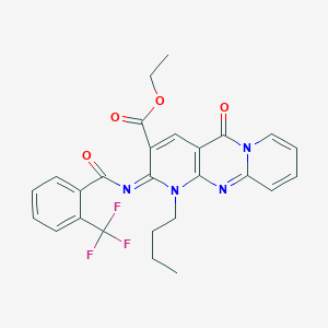 molecular formula C26H23F3N4O4 B11446098 ethyl 7-butyl-2-oxo-6-[2-(trifluoromethyl)benzoyl]imino-1,7,9-triazatricyclo[8.4.0.03,8]tetradeca-3(8),4,9,11,13-pentaene-5-carboxylate 