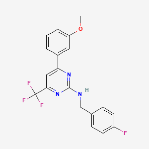molecular formula C19H15F4N3O B11446155 N-(4-fluorobenzyl)-4-(3-methoxyphenyl)-6-(trifluoromethyl)pyrimidin-2-amine 