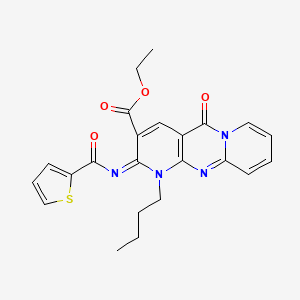 molecular formula C23H22N4O4S B11446167 ethyl 7-butyl-2-oxo-6-(thiophene-2-carbonylimino)-1,7,9-triazatricyclo[8.4.0.03,8]tetradeca-3(8),4,9,11,13-pentaene-5-carboxylate 
