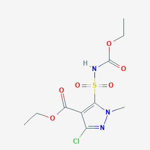 molecular formula C10H14ClN3O6S B114462 Ethyl 3-chloro-5-(N-(ethoxycarbonyl)sulfamoyl)-1-methyl-1H-pyrazole-4-carboxylate CAS No. 156186-57-1