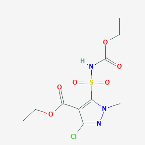 molecular formula C10H14ClN3O6S B114462 3-Chloro-5-[[(ethoxycarbonyl)amino]sulfonyl]-1-methyl-1H-pyrazole-4-carboxylic acid ethyl ester CAS No. 156186-57-1