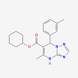 molecular formula C20H24N4O2 B11446212 Cyclohexyl 5-methyl-7-(3-methylphenyl)-4,7-dihydro[1,2,4]triazolo[1,5-a]pyrimidine-6-carboxylate 
