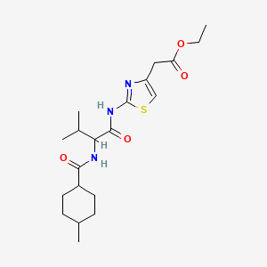 molecular formula C20H31N3O4S B11446262 ethyl [2-({N-[(4-methylcyclohexyl)carbonyl]valyl}amino)-1,3-thiazol-4-yl]acetate 