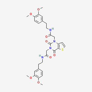 molecular formula C30H34N4O8S B11446322 2,2'-(2,4-dioxothieno[3,2-d]pyrimidine-1,3(2H,4H)-diyl)bis(N-(3,4-dimethoxyphenethyl)acetamide) 