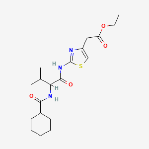 molecular formula C19H29N3O4S B11446353 ethyl (2-{[N-(cyclohexylcarbonyl)valyl]amino}-1,3-thiazol-4-yl)acetate 