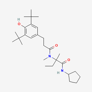 molecular formula C28H46N2O3 B11446389 N-cyclopentyl-N~2~-[3-(3,5-di-tert-butyl-4-hydroxyphenyl)propanoyl]-N~2~-methylisovalinamide 
