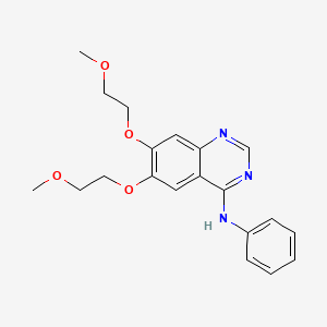 molecular formula C₂₀H₂₃N₃O₄ B1144648 6,7-双(2-甲氧基乙氧基)-N-苯基喹唑啉-4-胺 CAS No. 1145671-52-8