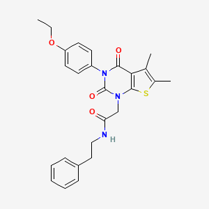molecular formula C26H27N3O4S B11446537 2-(3-(4-ethoxyphenyl)-5,6-dimethyl-2,4-dioxo-3,4-dihydrothieno[2,3-d]pyrimidin-1(2H)-yl)-N-phenethylacetamide 