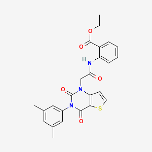 molecular formula C25H23N3O5S B11446626 ethyl 2-({[3-(3,5-dimethylphenyl)-2,4-dioxo-3,4-dihydrothieno[3,2-d]pyrimidin-1(2H)-yl]acetyl}amino)benzoate 