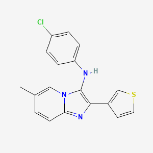molecular formula C18H14ClN3S B11446689 N-(4-chlorophenyl)-6-methyl-2-(thiophen-3-yl)imidazo[1,2-a]pyridin-3-amine 
