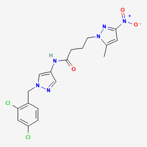 molecular formula C18H18Cl2N6O3 B11446731 N-[1-(2,4-dichlorobenzyl)-1H-pyrazol-4-yl]-4-(5-methyl-3-nitro-1H-pyrazol-1-yl)butanamide 