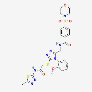molecular formula C26H28N8O6S3 B11446784 N-{[4-(2-Methoxyphenyl)-5-({[(5-methyl-1,3,4-thiadiazol-2-YL)carbamoyl]methyl}sulfanyl)-4H-1,2,4-triazol-3-YL]methyl}-4-(morpholine-4-sulfonyl)benzamide 