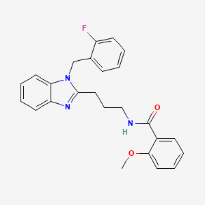 molecular formula C25H24FN3O2 B11446814 N-{3-[1-(2-fluorobenzyl)-1H-benzimidazol-2-yl]propyl}-2-methoxybenzamide 