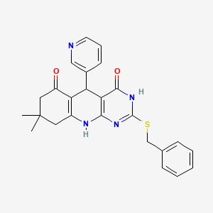 molecular formula C25H24N4O2S B11446855 2-benzylsulfanyl-8,8-dimethyl-5-pyridin-3-yl-5,7,9,10-tetrahydro-1H-pyrimido[4,5-b]quinoline-4,6-dione 