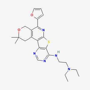 molecular formula C24H29N5O2S B11446858 N',N'-diethyl-N-[8-(furan-2-yl)-4,4-dimethyl-5-oxa-11-thia-9,14,16-triazatetracyclo[8.7.0.02,7.012,17]heptadeca-1(10),2(7),8,12(17),13,15-hexaen-13-yl]ethane-1,2-diamine 