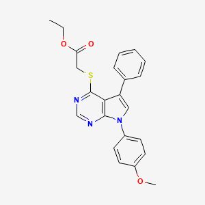 molecular formula C23H21N3O3S B11446934 ethyl {[7-(4-methoxyphenyl)-5-phenyl-7H-pyrrolo[2,3-d]pyrimidin-4-yl]sulfanyl}acetate 