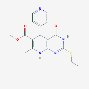 molecular formula C18H20N4O3S B11447003 Methyl 7-methyl-4-oxo-2-(propylsulfanyl)-5-(pyridin-4-yl)-3,4,5,8-tetrahydropyrido[2,3-d]pyrimidine-6-carboxylate 