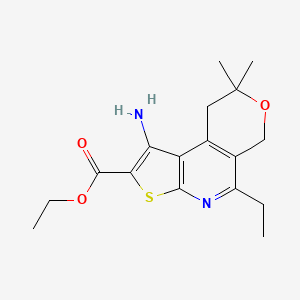 molecular formula C17H22N2O3S B11447026 ethyl 1-amino-5-ethyl-8,8-dimethyl-8,9-dihydro-6H-pyrano[4,3-d]thieno[2,3-b]pyridine-2-carboxylate 