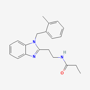 molecular formula C20H23N3O B11447213 N-{2-[1-(2-methylbenzyl)-1H-benzimidazol-2-yl]ethyl}propanamide 