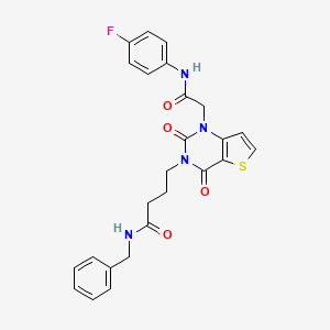 molecular formula C25H23FN4O4S B11447227 N-benzyl-4-(1-(2-((4-fluorophenyl)amino)-2-oxoethyl)-2,4-dioxo-1,2-dihydrothieno[3,2-d]pyrimidin-3(4H)-yl)butanamide 