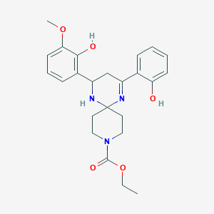 molecular formula C24H29N3O5 B11447336 Ethyl 4-(2-hydroxy-3-methoxyphenyl)-2-(2-hydroxyphenyl)-1,5,9-triazaspiro[5.5]undec-1-ene-9-carboxylate 