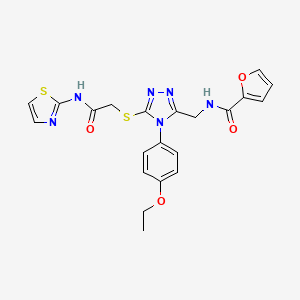 molecular formula C21H20N6O4S2 B11447350 N-((4-(4-ethoxyphenyl)-5-((2-oxo-2-(thiazol-2-ylamino)ethyl)thio)-4H-1,2,4-triazol-3-yl)methyl)furan-2-carboxamide 