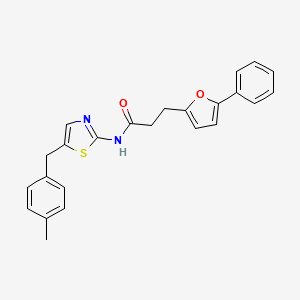 molecular formula C24H22N2O2S B11447382 N-[5-(4-methylbenzyl)-1,3-thiazol-2-yl]-3-(5-phenylfuran-2-yl)propanamide 